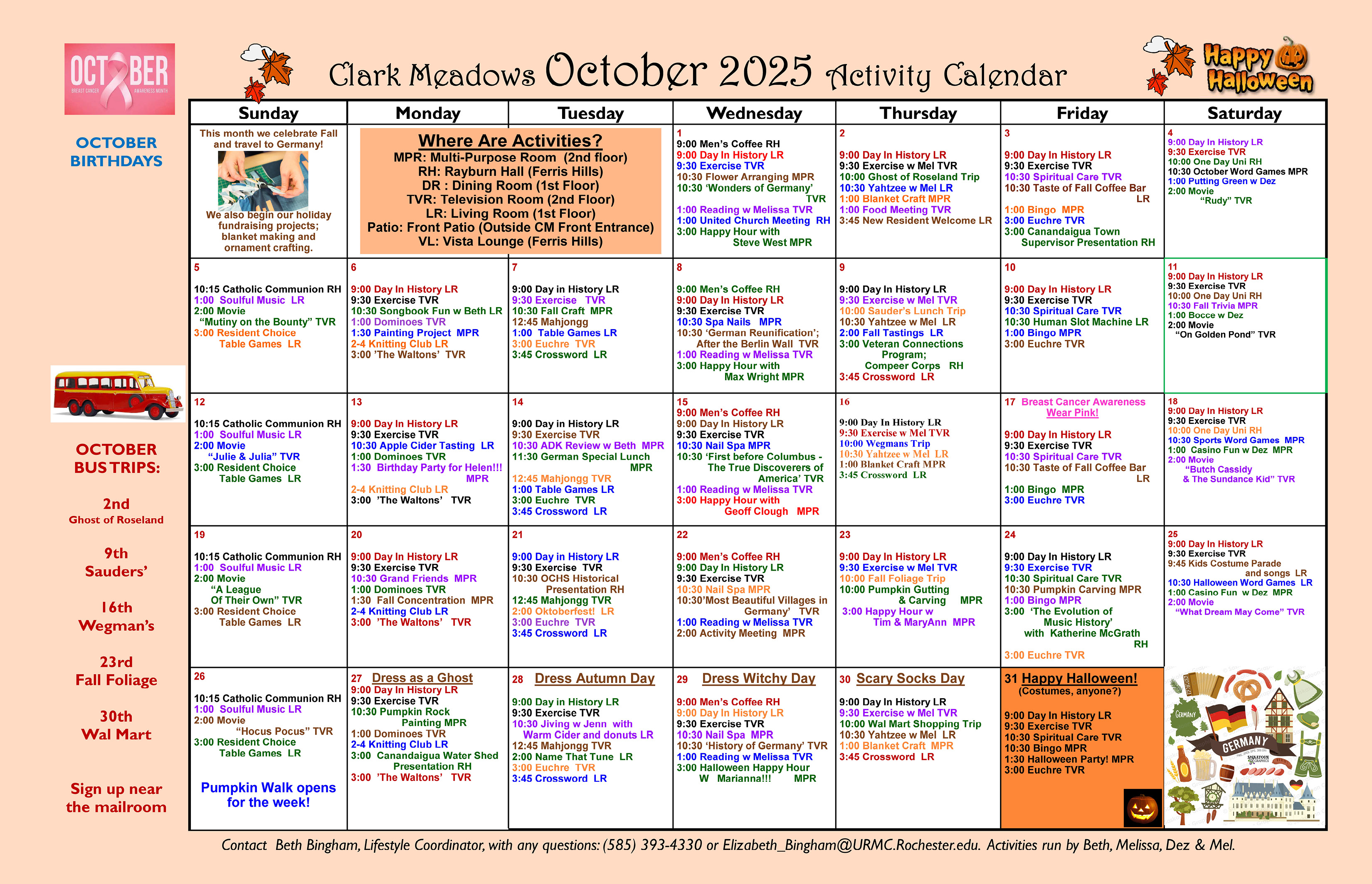 Photo of Clark Meadows Activities Calendar